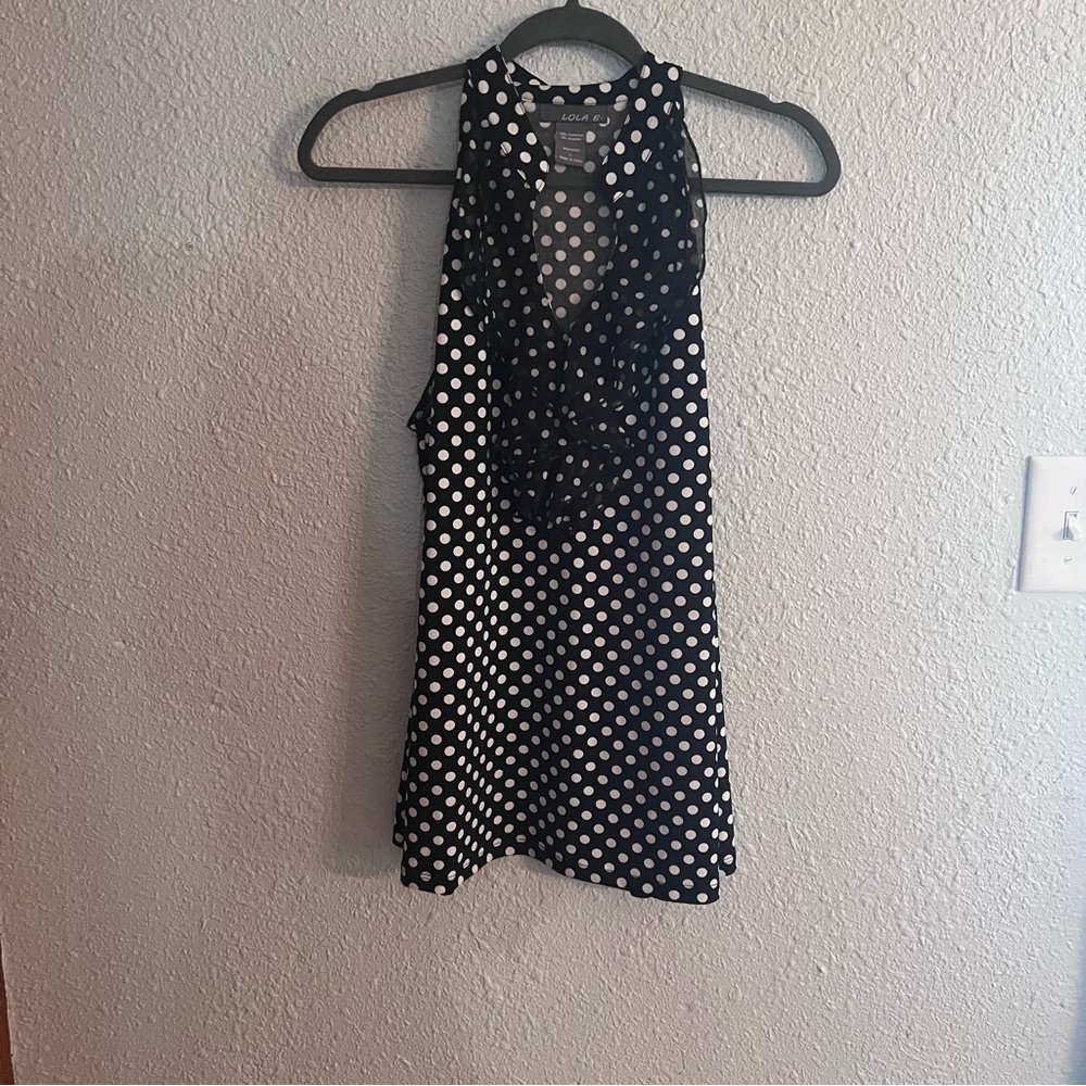 Lola Black and White Polka Dot sleeveless blouse